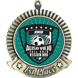 First Place Custom Soccer Medal - Medal with Custom Soccer Club Insert